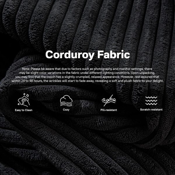 104" L-Shape Modular Couch with Chaise,Corduroy Fabric,No Assembly Required