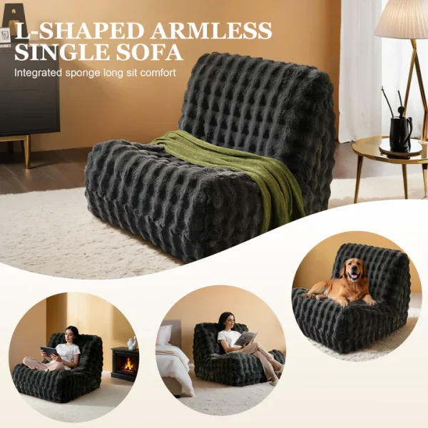 Boneless Couch Luxurious Fluffy Faux Fur Bean Bag Couch