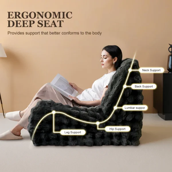 Boneless Couch Luxurious Fluffy Faux Fur Bean Bag Couch