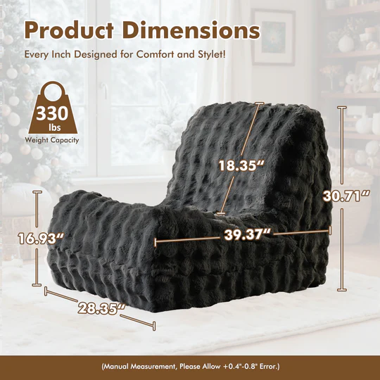Boneless Couch Luxurious Fluffy Faux Fur Bean Bag Couch