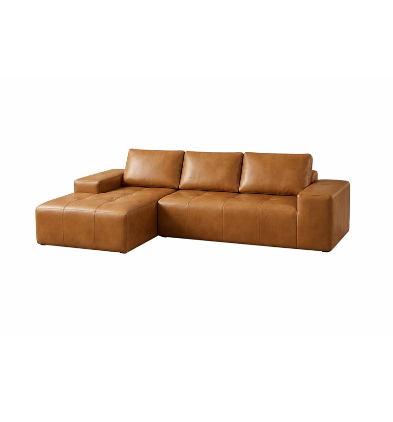 Boneless Couch 114" Cloud Sectional Sofa - L-Shaped Faux Leather Modular Couch with Deep Seat Chaise