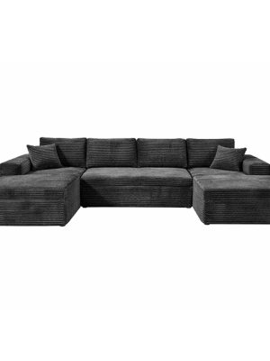 Boneless Couch U-Shaped Modular Sectional Sofa with Chaise, Plush Corduroy Fabric, No Assembly
