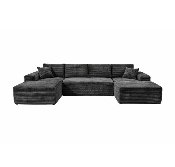 Boneless Couch U-Shaped Modular Sectional Sofa with Chaise, Plush Corduroy Fabric, No Assembly