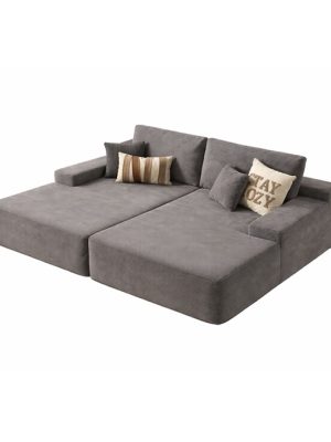 81.2" Cloud Plush Oversized Sectional with Double Chaise – Sofa Bed Comfort, No Assembly Required