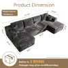 Boneless Couch U-Shaped Modular Sectional Sofa with Chaise, Plush Corduroy Fabric, No Assembly