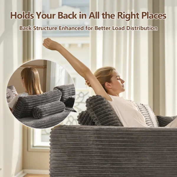 Boneless Couch U-Shaped Modular Sectional Sofa with Chaise, Plush Corduroy Fabric, No Assembly