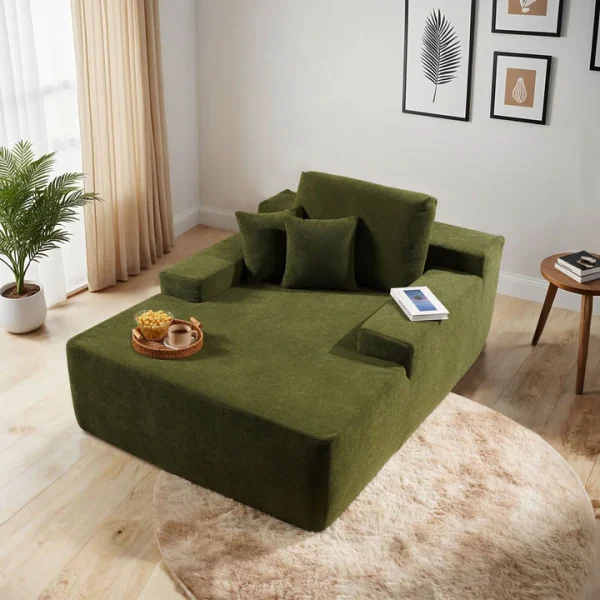Boneless Couch Plush Velvet Chaise Lounge Sofa Bed - Oversized Sleeper Couch for Living Room