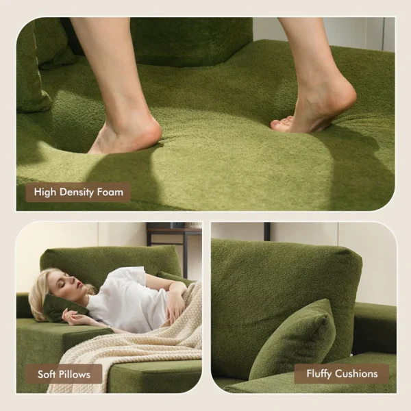 Boneless Couch Plush Velvet Chaise Lounge Sofa Bed - Oversized Sleeper Couch for Living Room