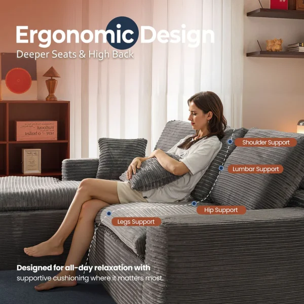 105" Modular L-Shape Sectional Sofa with Chaise, Deep Seat Cloud Couch