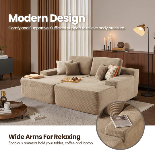 81" Boneless Sofa, Sleeper Couch, No Assembly Required