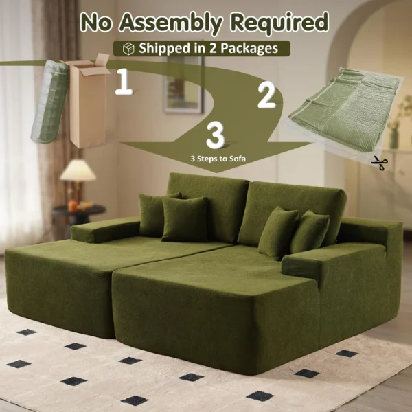 81.2" Upholstered Sleeper Sofa with Pillow, No Assembly Required