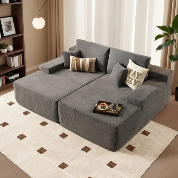 81.2" Cloud Plush Oversized Sectional with Double Chaise – Sofa Bed Comfort, No Assembly Required