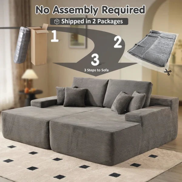 81.2" Cloud Plush Oversized Sectional with Double Chaise – Sofa Bed Comfort, No Assembly Required