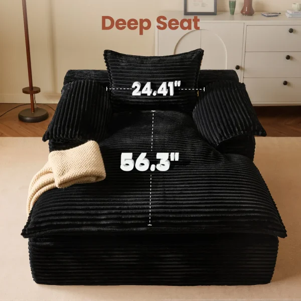 67" Boneless Lounge Chaise with Cloud Plush Sofa Bed, No Assembly Required