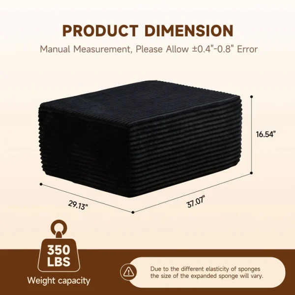 Boneless Sofa 104-inch L-Shaped Sectional Sofa Ottoman