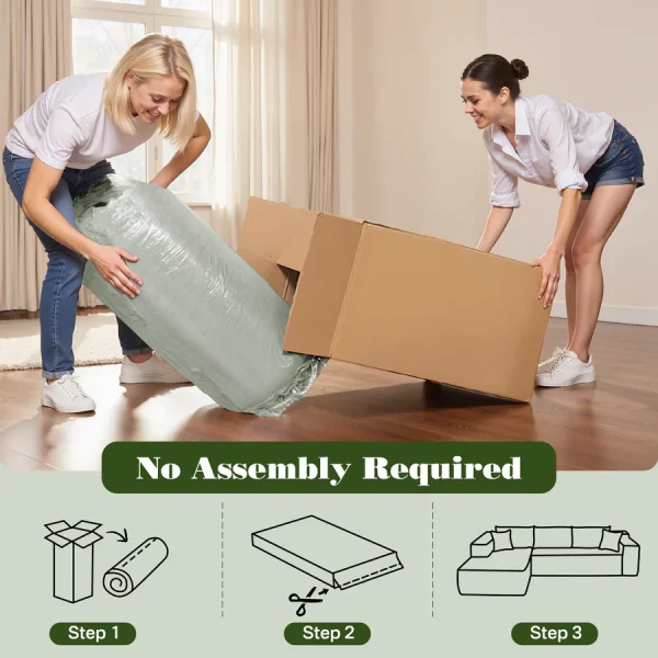 104" L-Shape Modular Couch with Chaise,Cloud Velvet Fabric,No Assembly Required