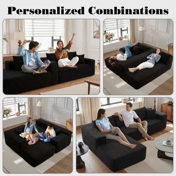 104" L-Shape Modular Couch with Chaise,Corduroy Fabric,No Assembly Required