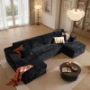 Boneless Couch U-Shaped Modular Sectional Sofa with Chaise, Plush Corduroy Fabric, No Assembly
